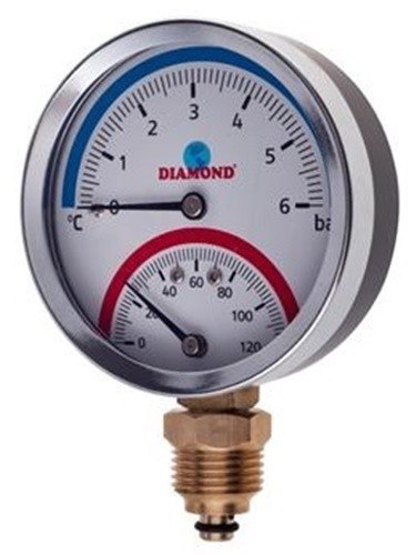 Termomanometr 1/2" fi80mm, 0-120 °C, 0-4 bar radialny